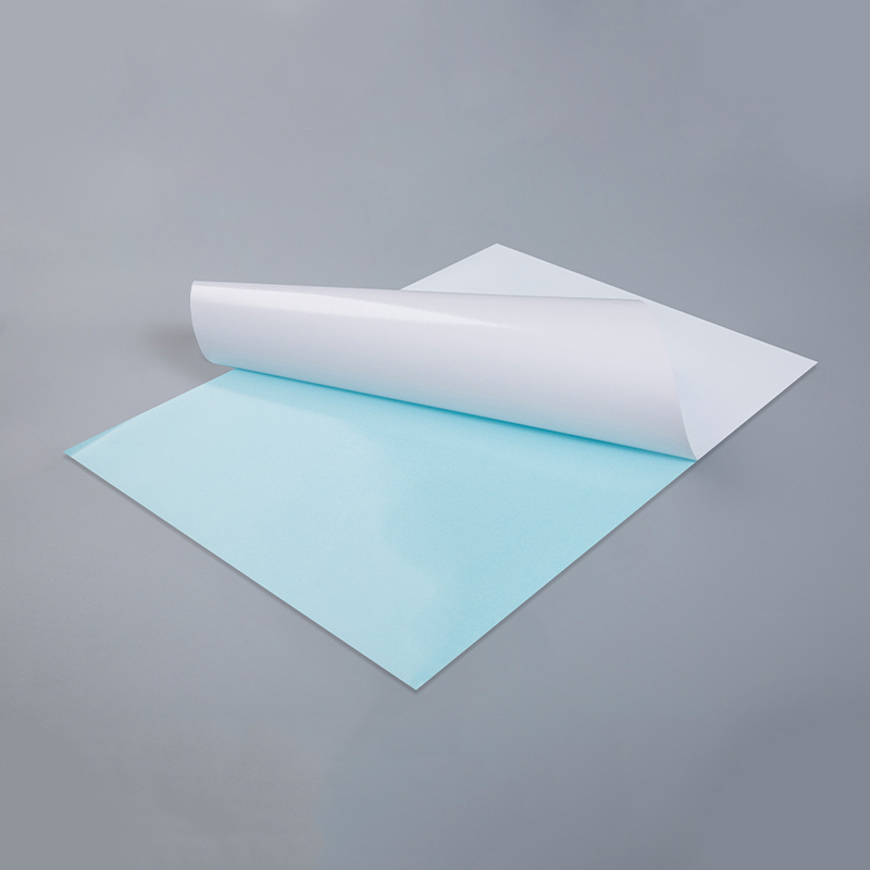 Papel semibrilhante com liner glassine azul